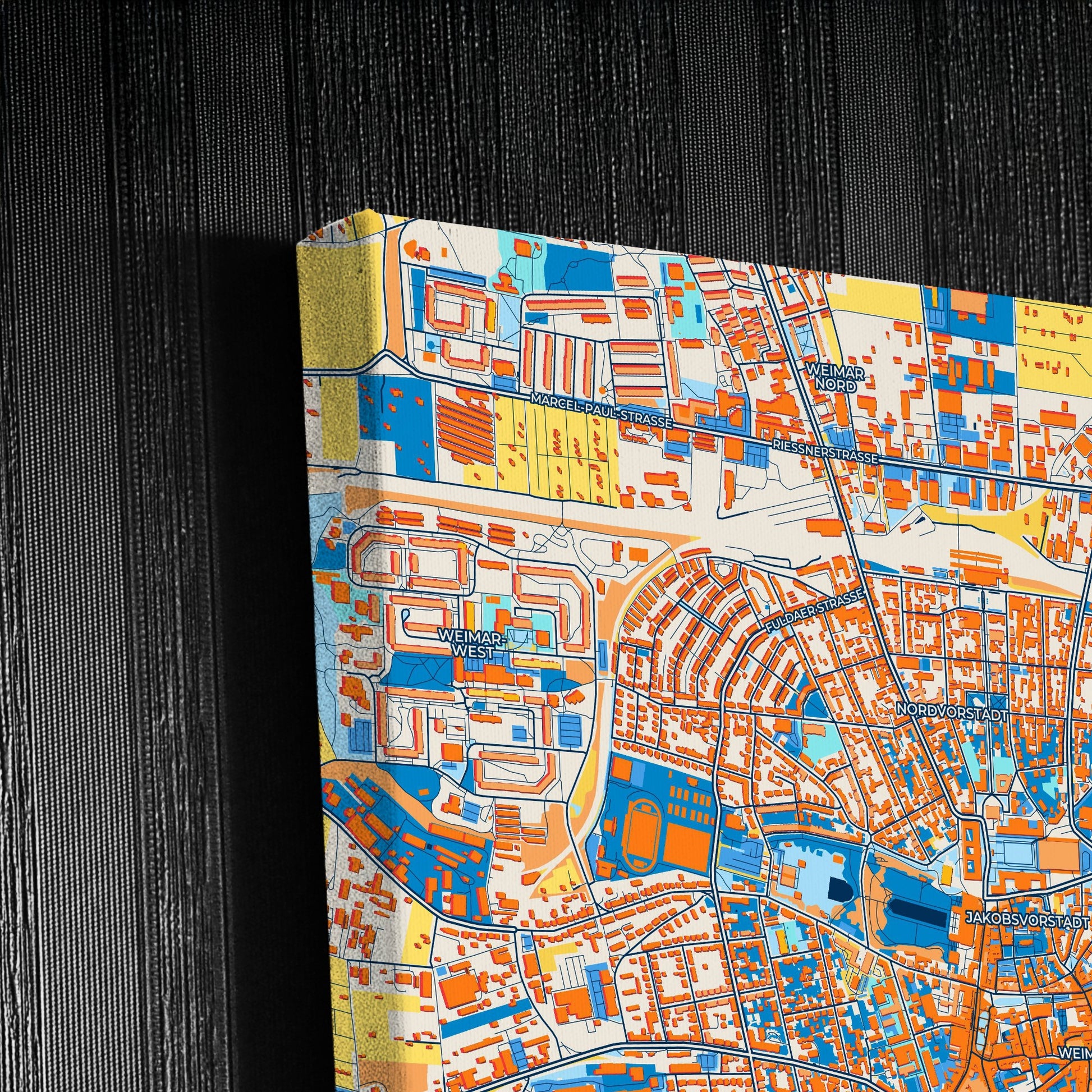 Weimar Germany Colorful City Map Canvas Print Detail