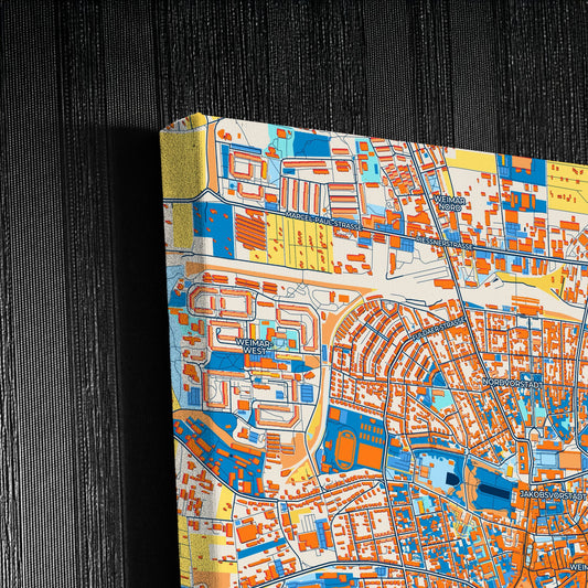 Weimar Germany Colorful City Map Canvas Print Detail