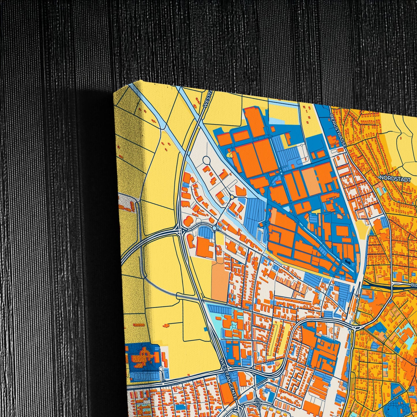 Weinheim Germany Colorful City Map Canvas Print Detail