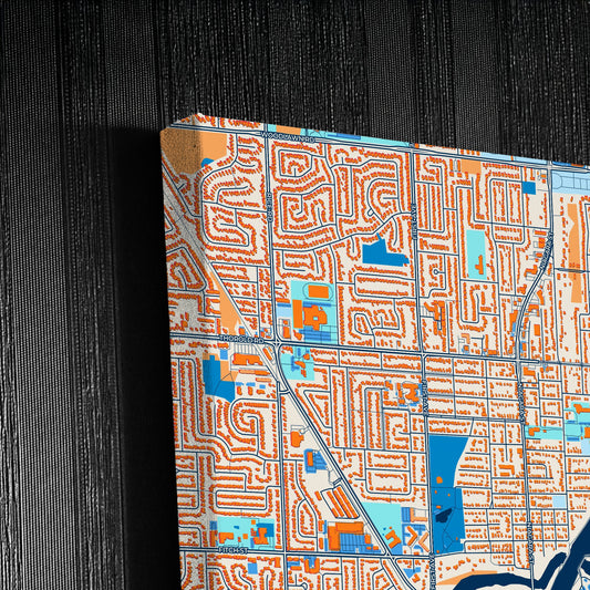 Welland Canada Colorful City Map Canvas Print Detail