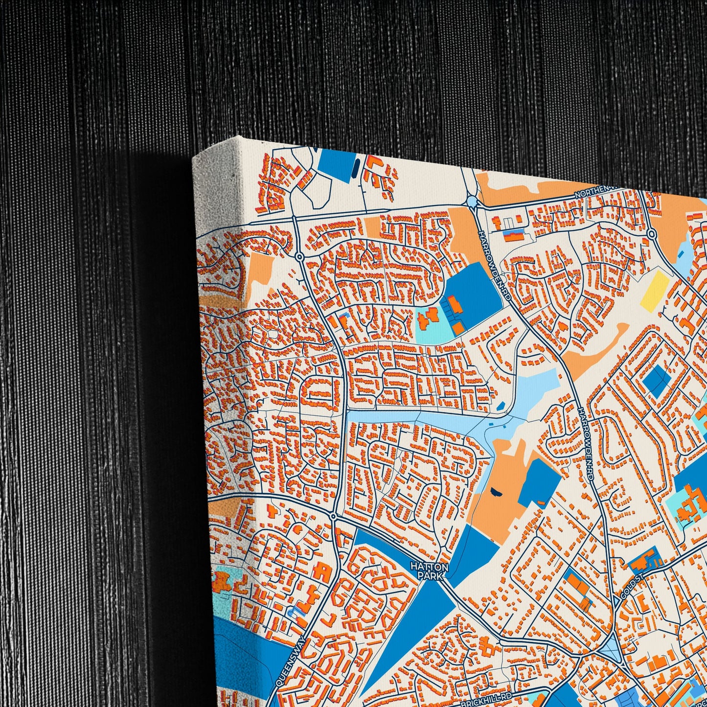 Wellingborough England Colorful City Map Canvas Print Detail