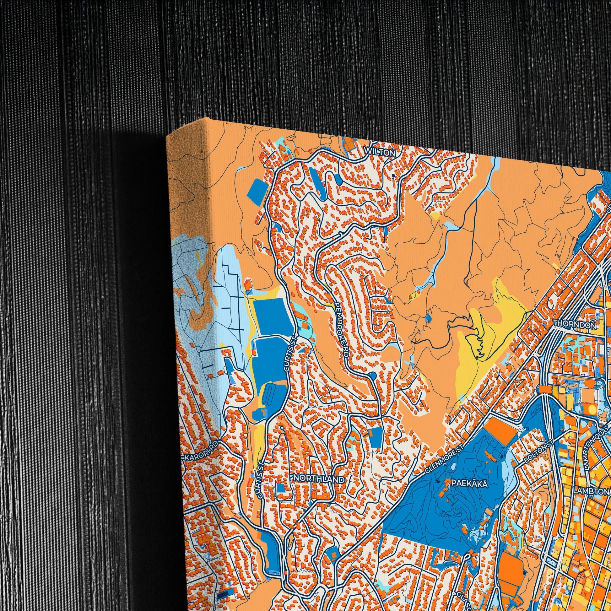 Wellington New Zealand Colorful City Map Canvas Print Detail