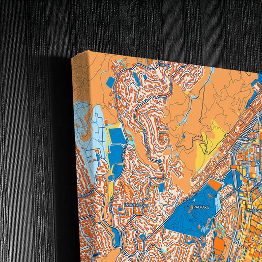 Wellington New Zealand Colorful City Map Canvas Print Detail