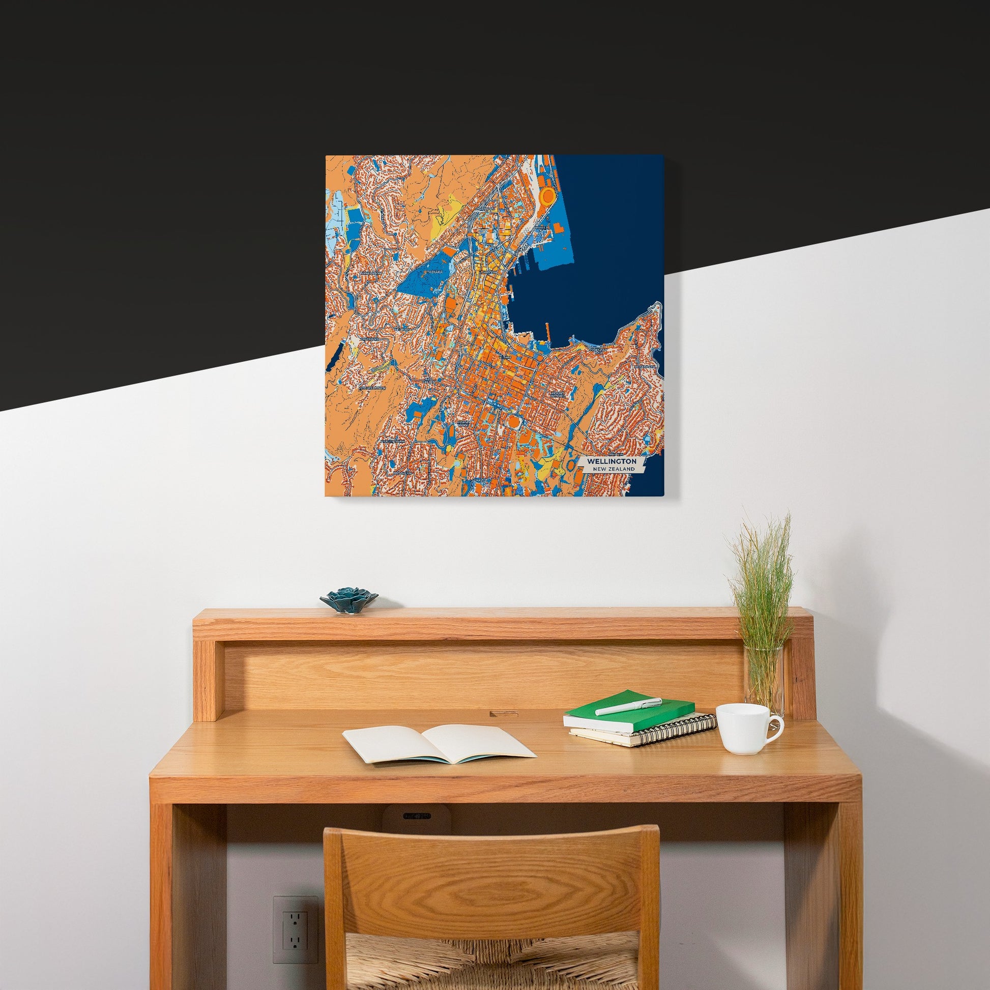 Wellington New Zealand Colorful City Map Canvas Print Scene