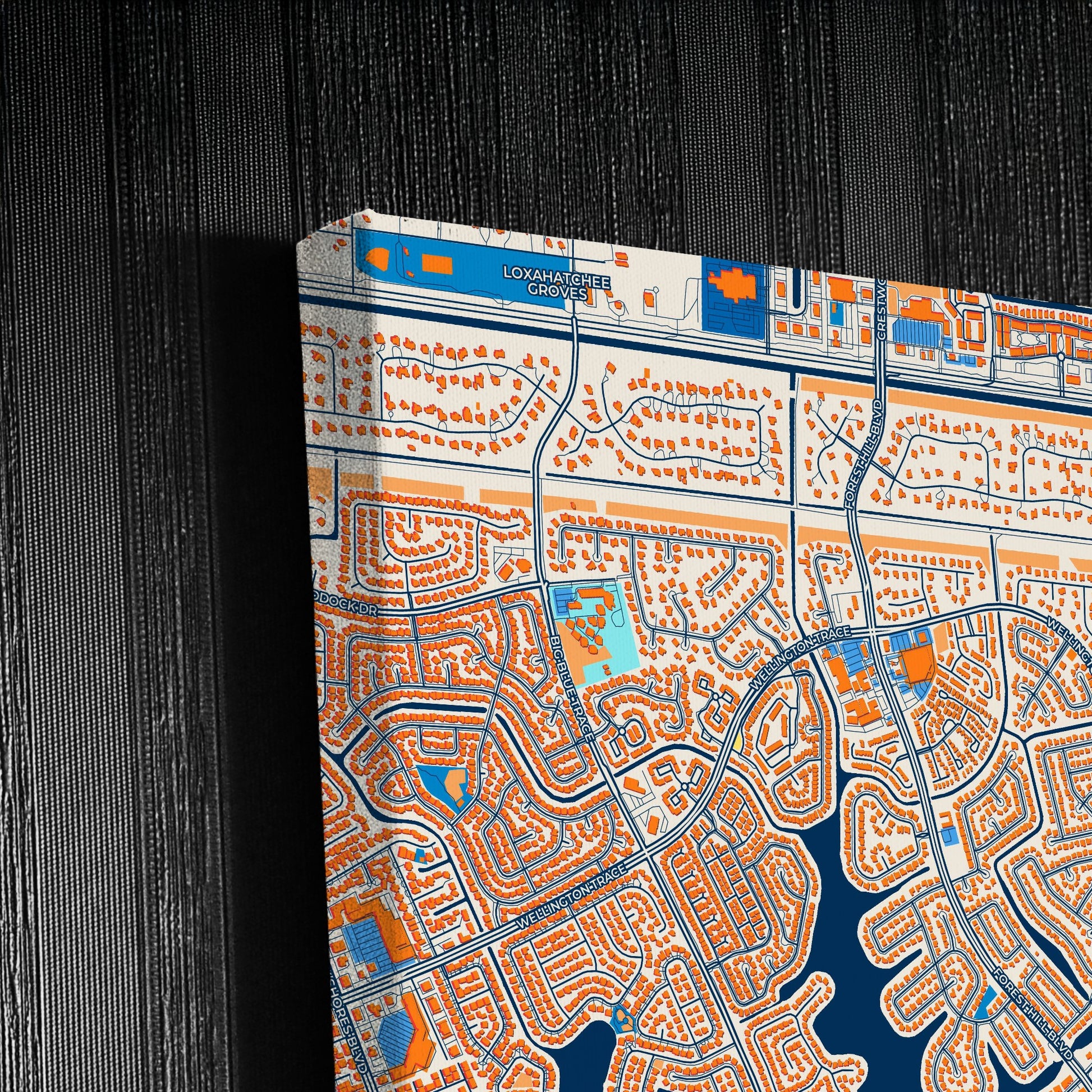 Wellington Florida Colorful City Map Canvas Print Detail