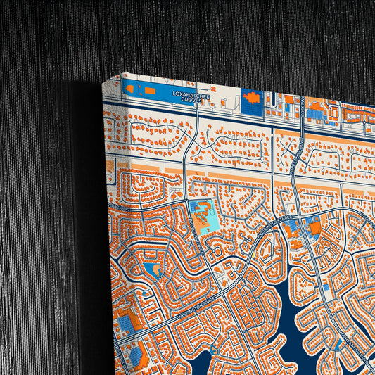 Wellington Florida Colorful City Map Canvas Print Detail