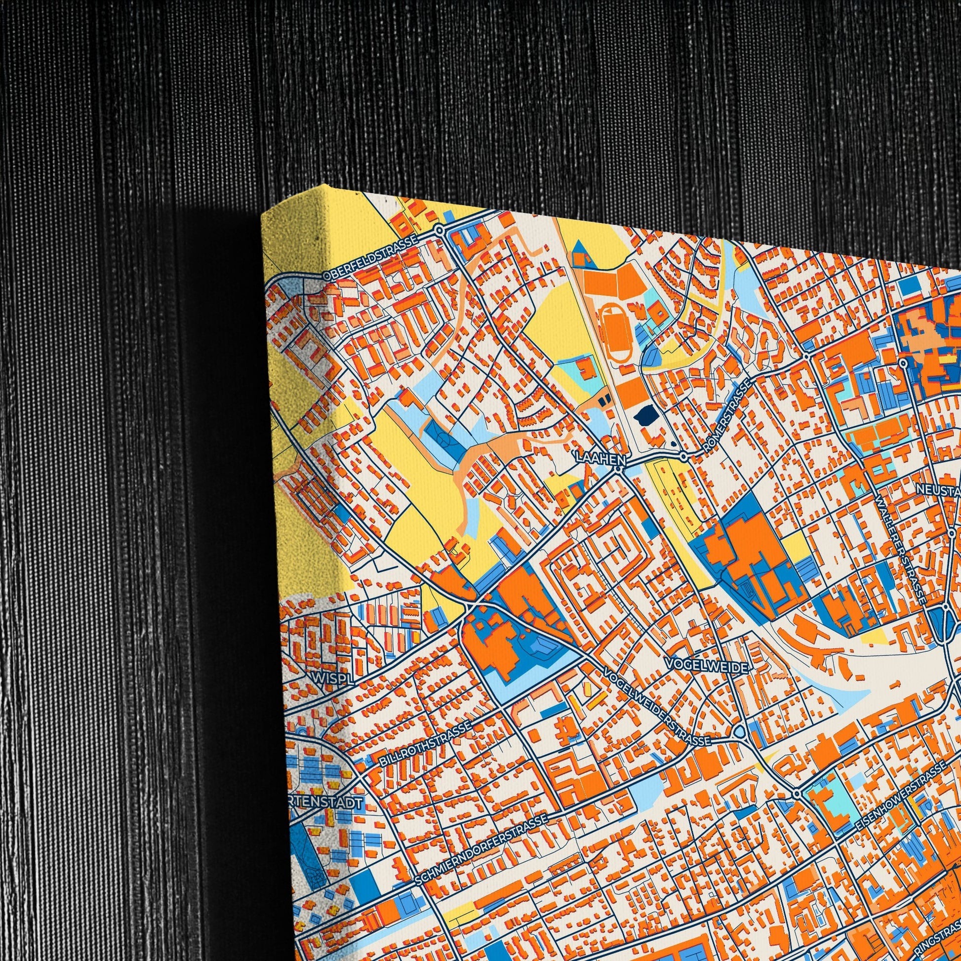 Wels Austria Colorful City Map Canvas Print Detail