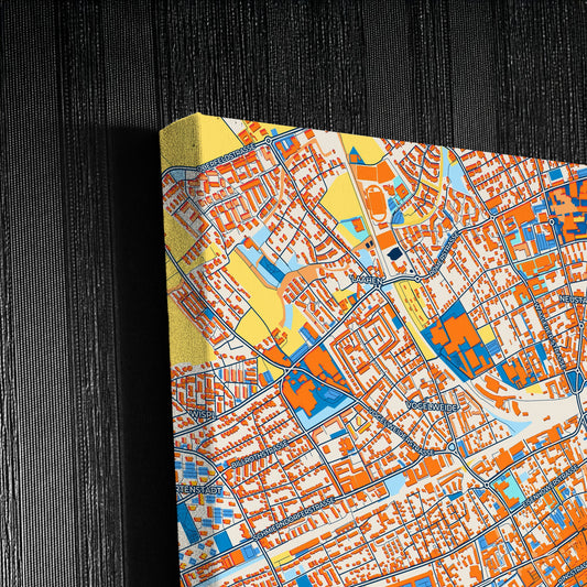 Wels Austria Colorful City Map Canvas Print Detail