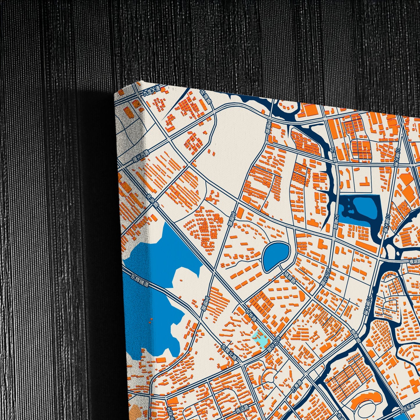 Wenling China Colorful City Map Canvas Print Detail