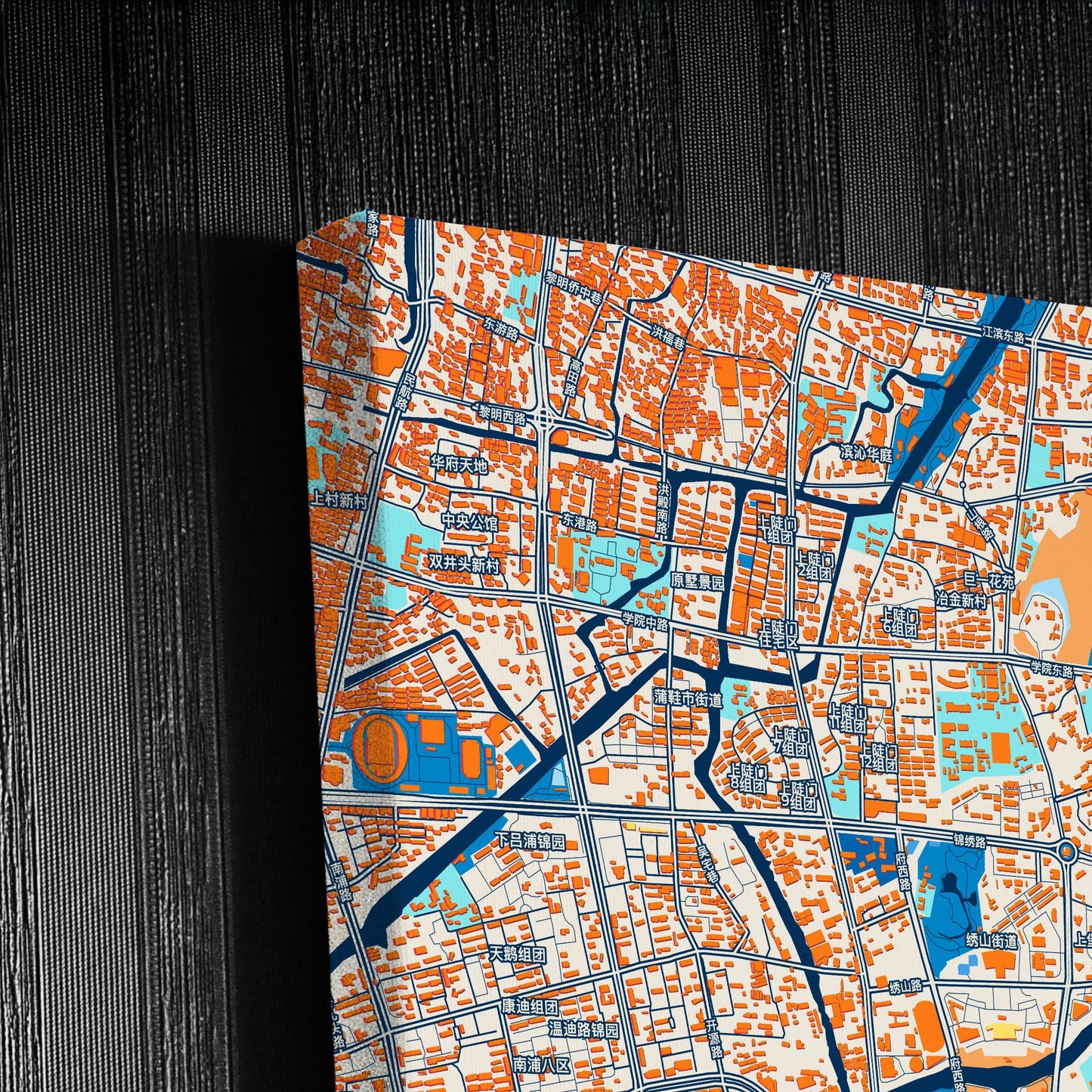 Wenzhou China Colorful City Map Canvas Print Detail