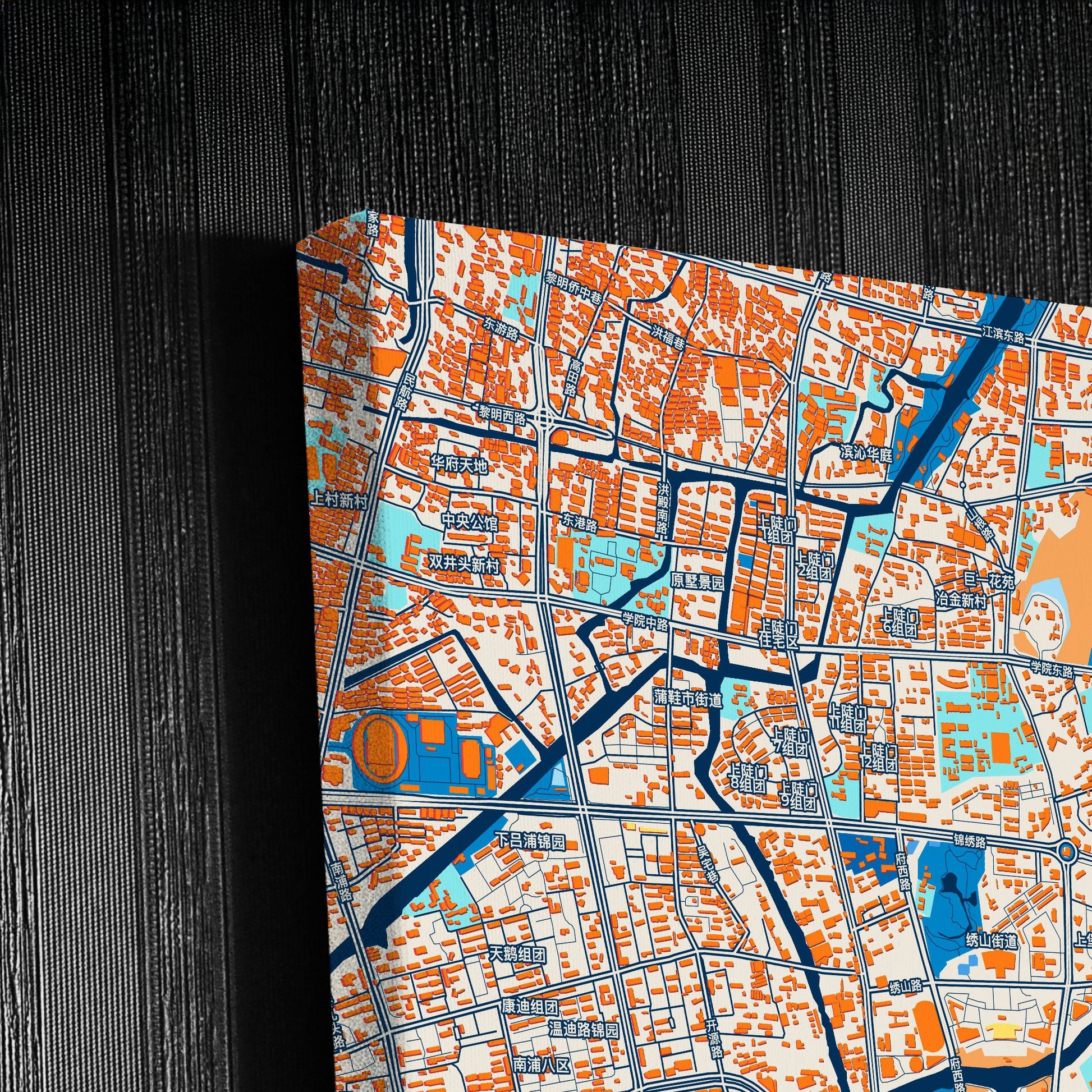 Wenzhou China Colorful City Map Canvas Print Detail