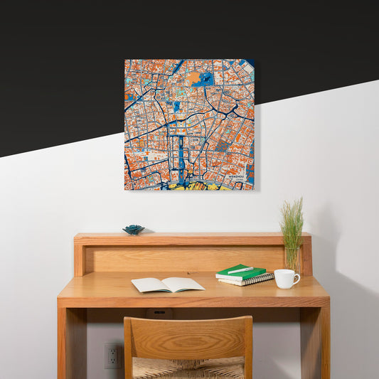 Wenzhou China Colorful City Map Canvas Print Scene