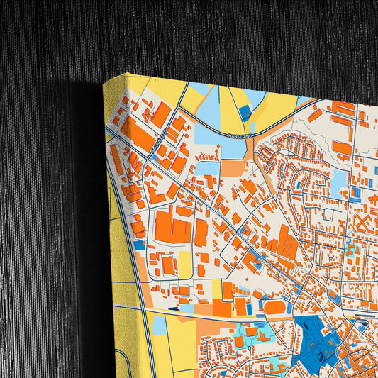 Werl Germany Colorful City Map Canvas Print Detail