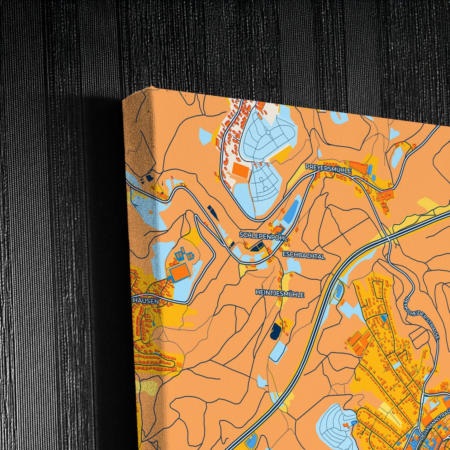 Wermelskirchen Germany Colorful City Map Canvas Print Detail