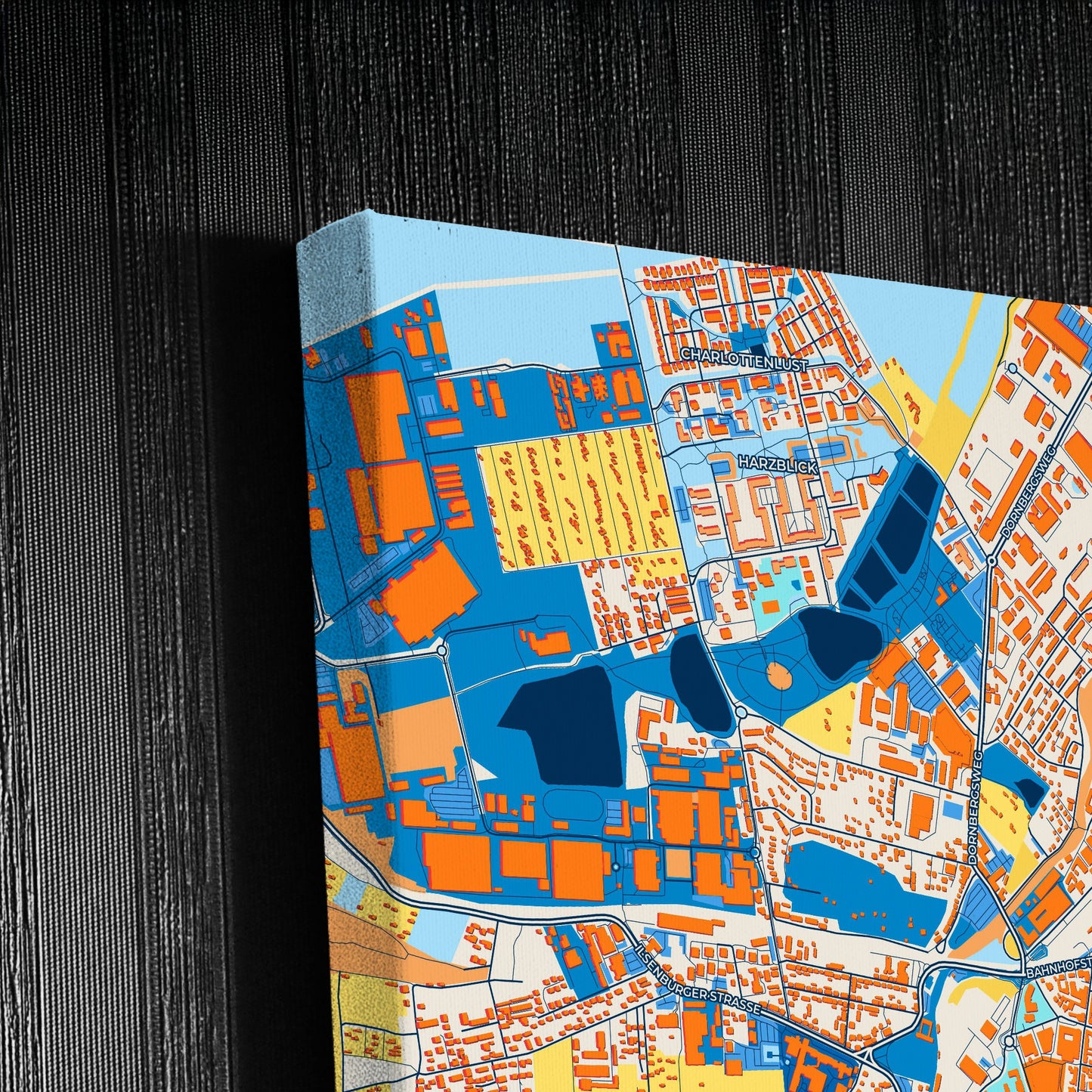 Wernigerode Germany Colorful City Map Canvas Print Detail