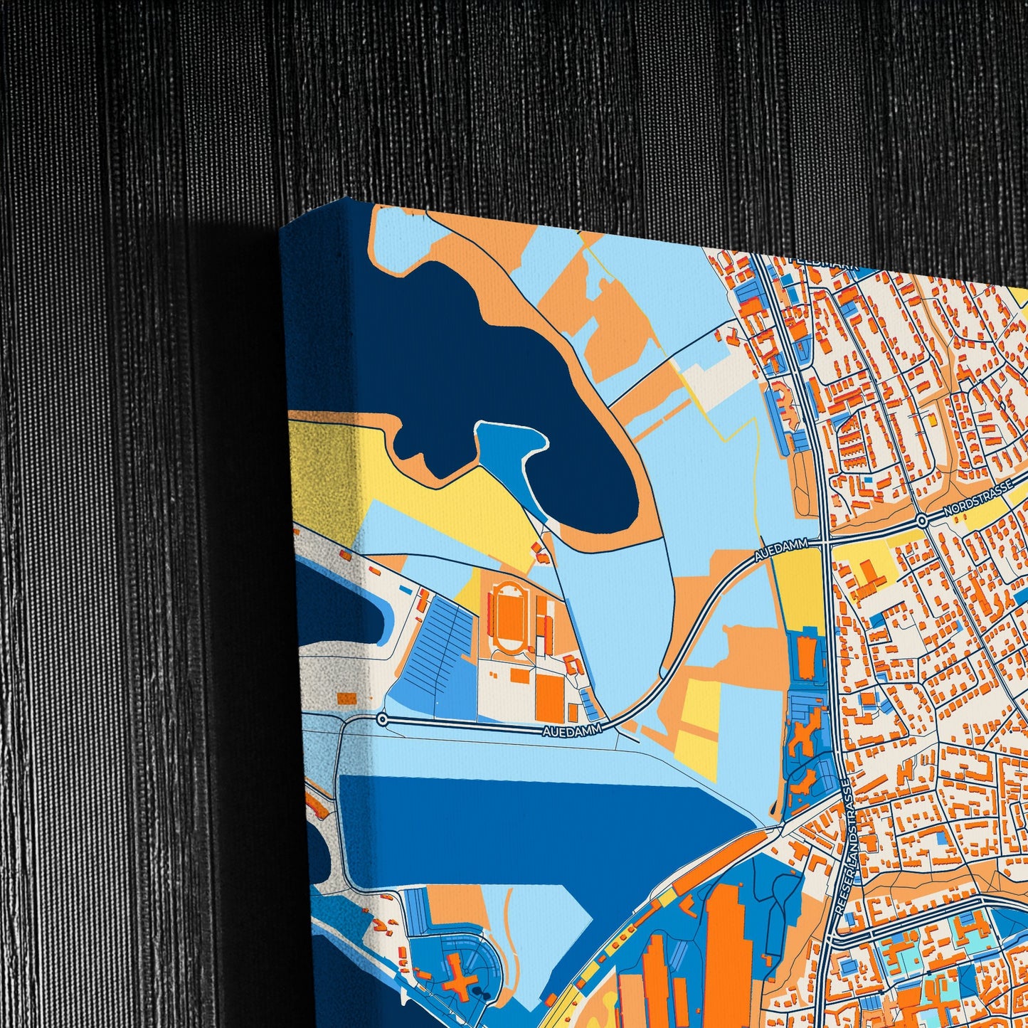 Wesel Germany Colorful City Map Canvas Print Detail