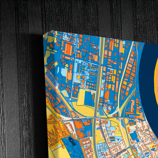 Wesseling Germany Colorful City Map Canvas Print Detail