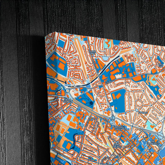 West Bromwich England Colorful City Map Canvas Print Detail