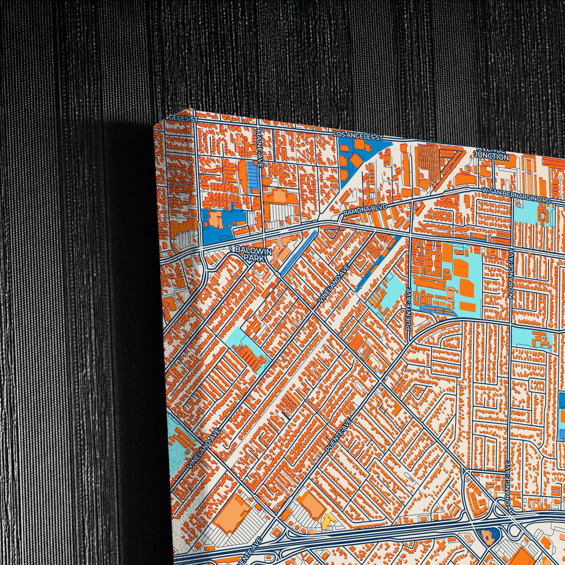 West Covina California Colorful City Map Canvas Print Detail