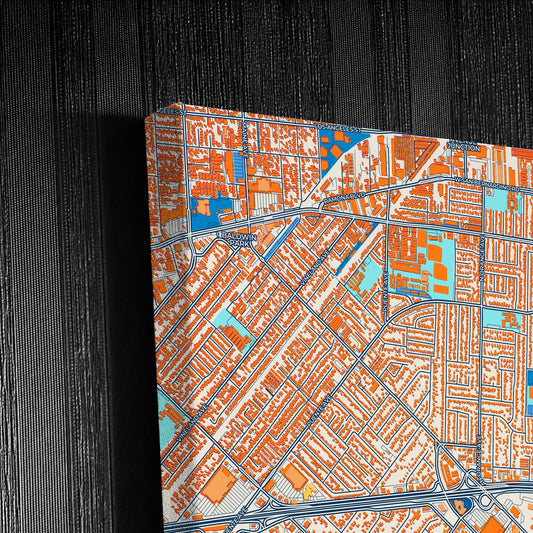 West Covina California Colorful City Map Canvas Print Detail
