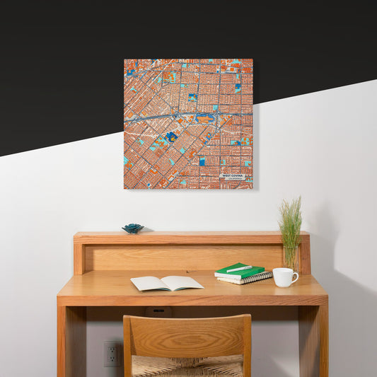 West Covina California Colorful City Map Canvas Print Scene