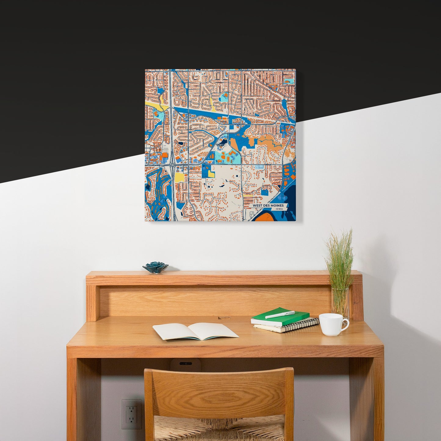 West Des Moines Iowa Colorful City Map Canvas Print Scene