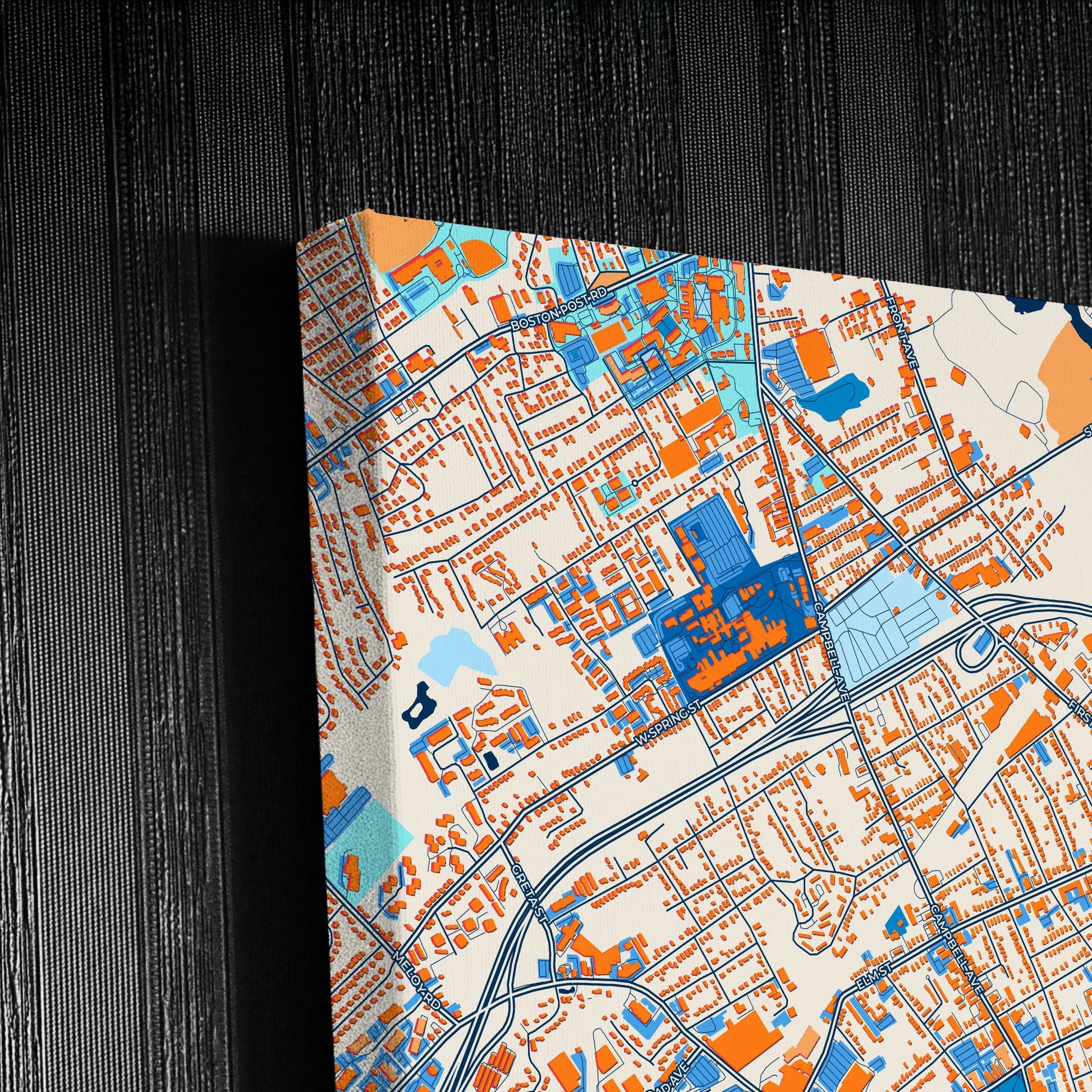 West Haven Connecticut Colorful City Map Canvas Print Detail