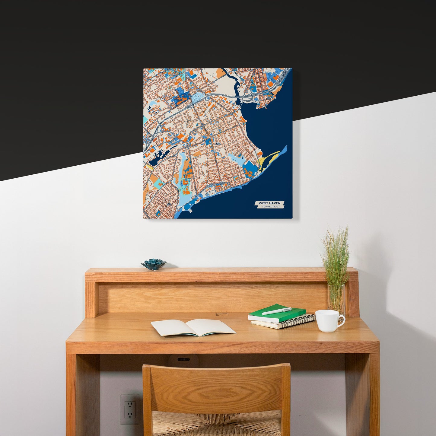 West Haven Connecticut Colorful City Map Canvas Print Scene