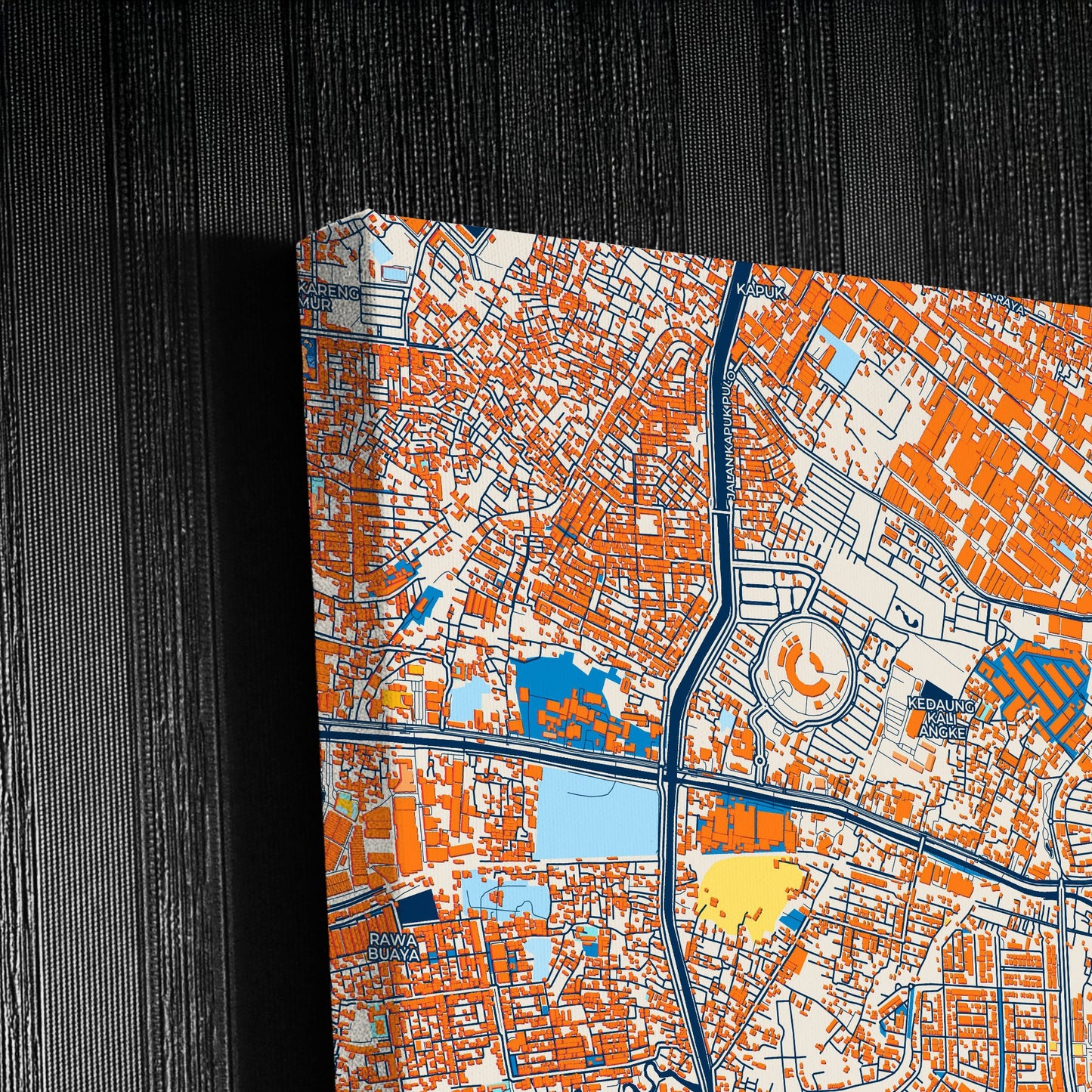 West Jakarta Indonesia Colorful City Map Canvas Print Detail