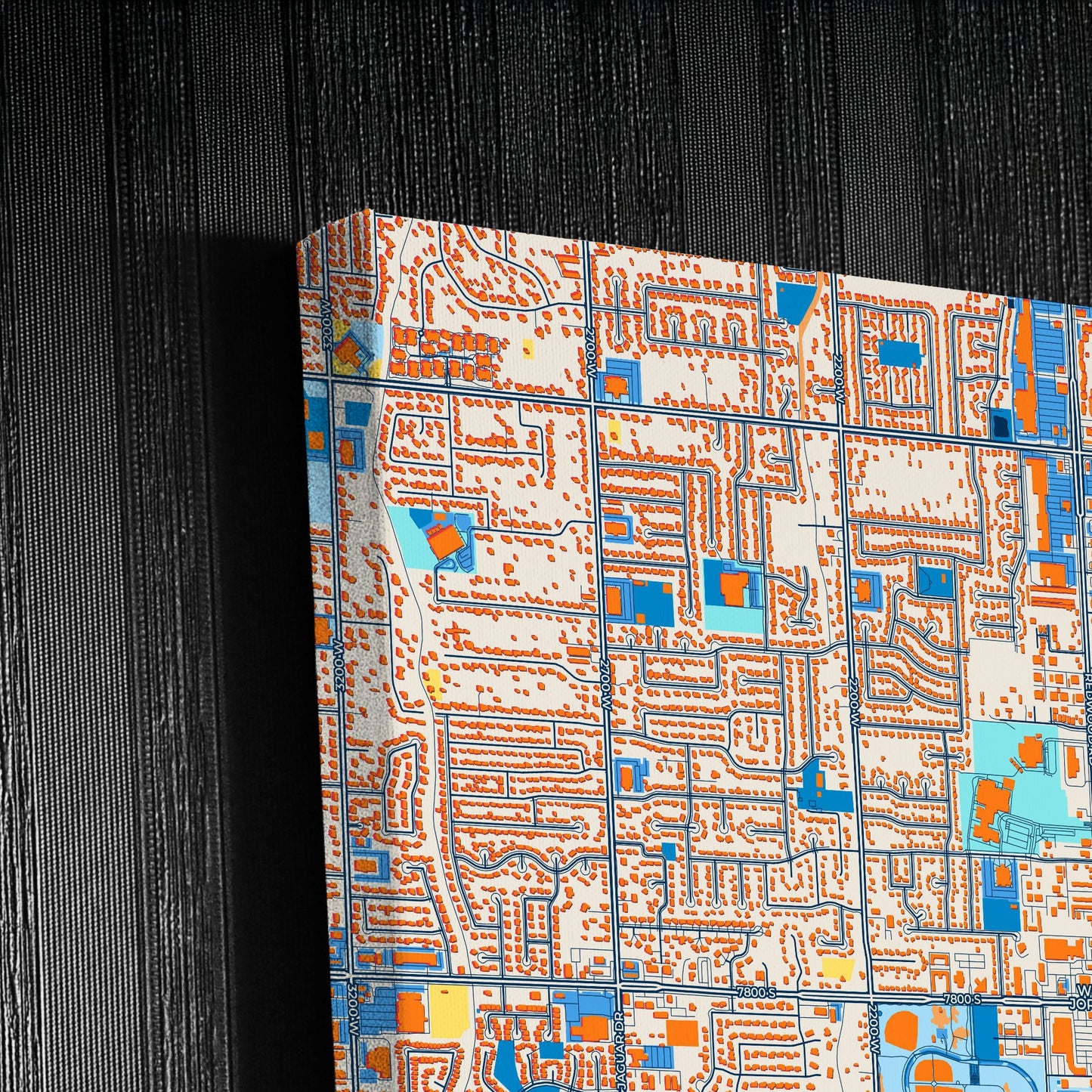 West Jordan Utah Colorful City Map Canvas Print Detail