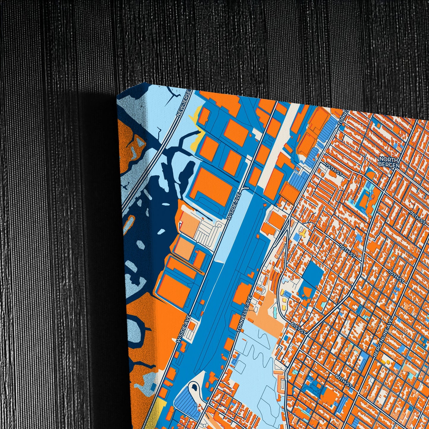 West New York New Jersey Colorful City Map Canvas Print Detail