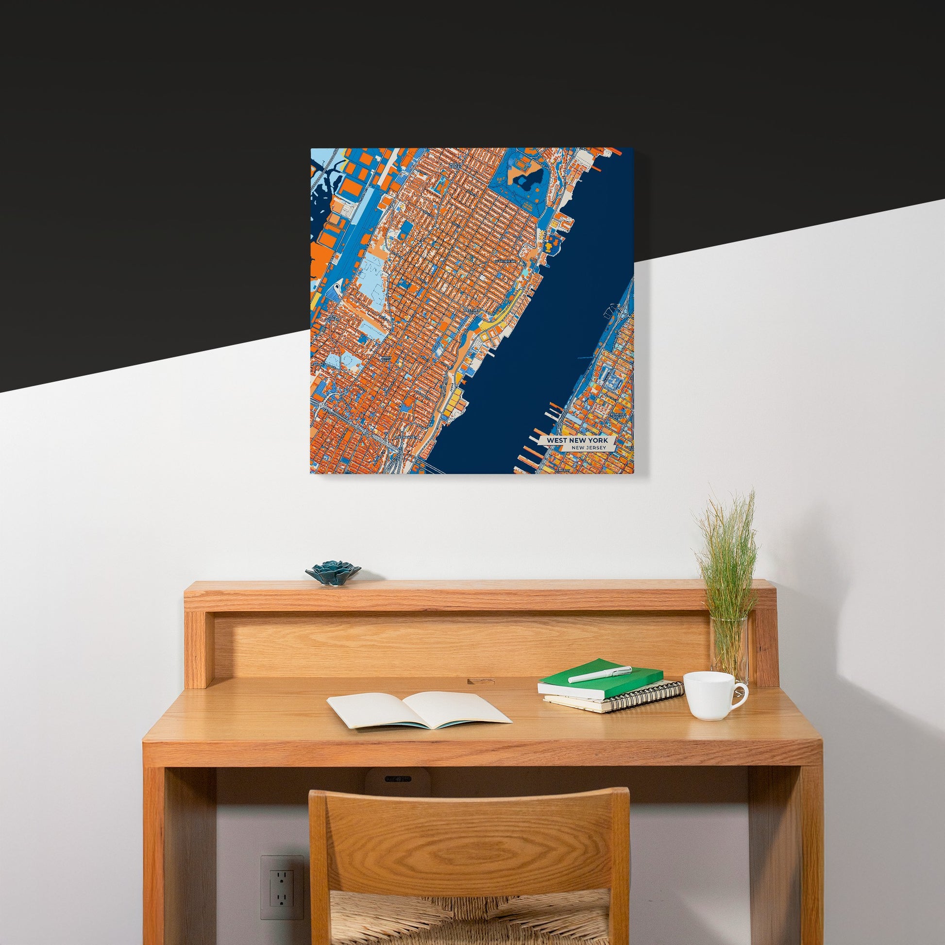 West New York New Jersey Colorful City Map Canvas Print Scene