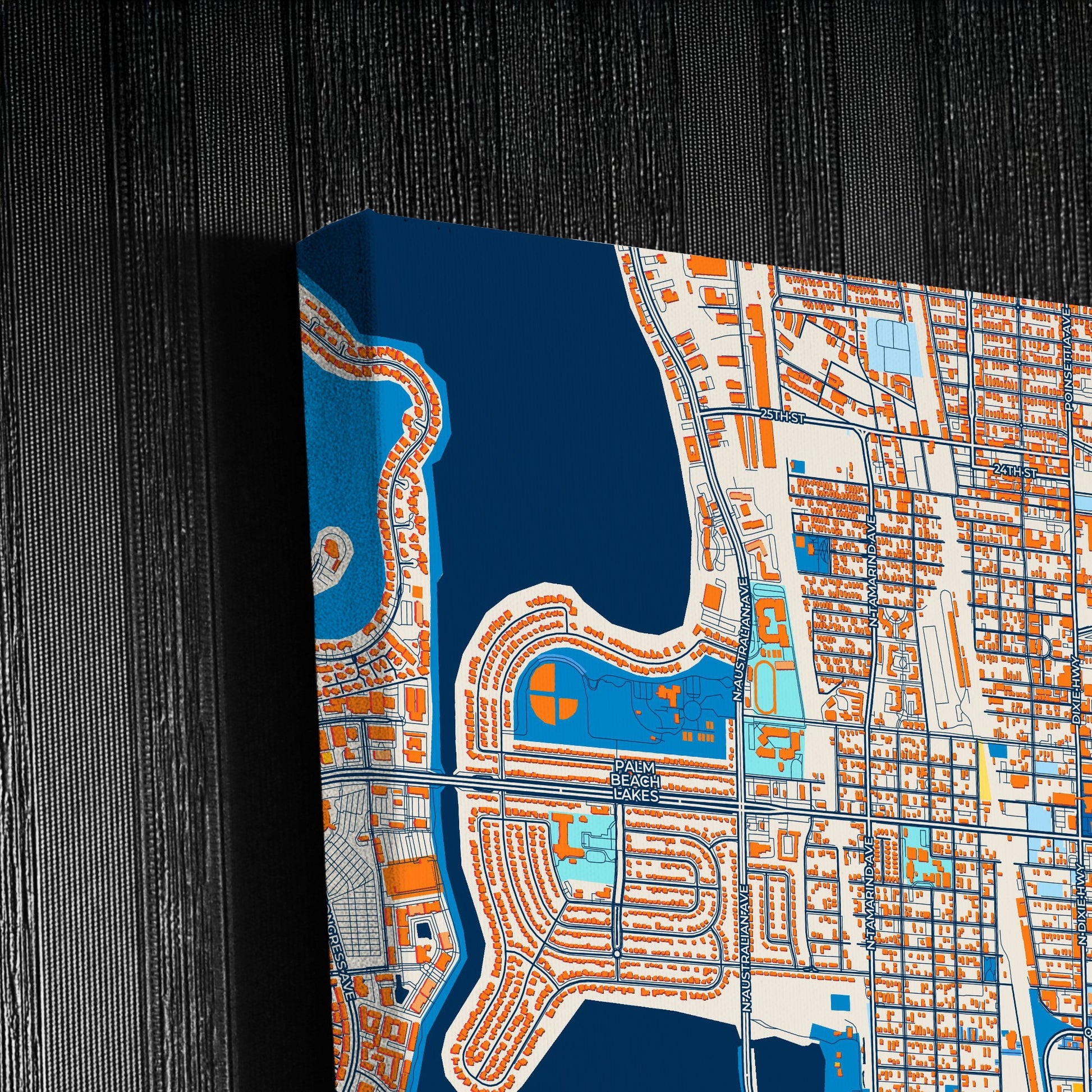 West Palm Beach Florida Colorful City Map Canvas Print Detail