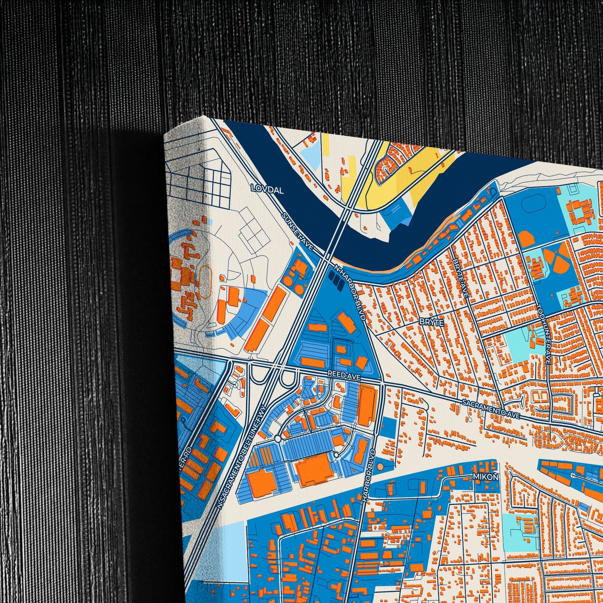 West Sacramento California Colorful City Map Canvas Print Detail
