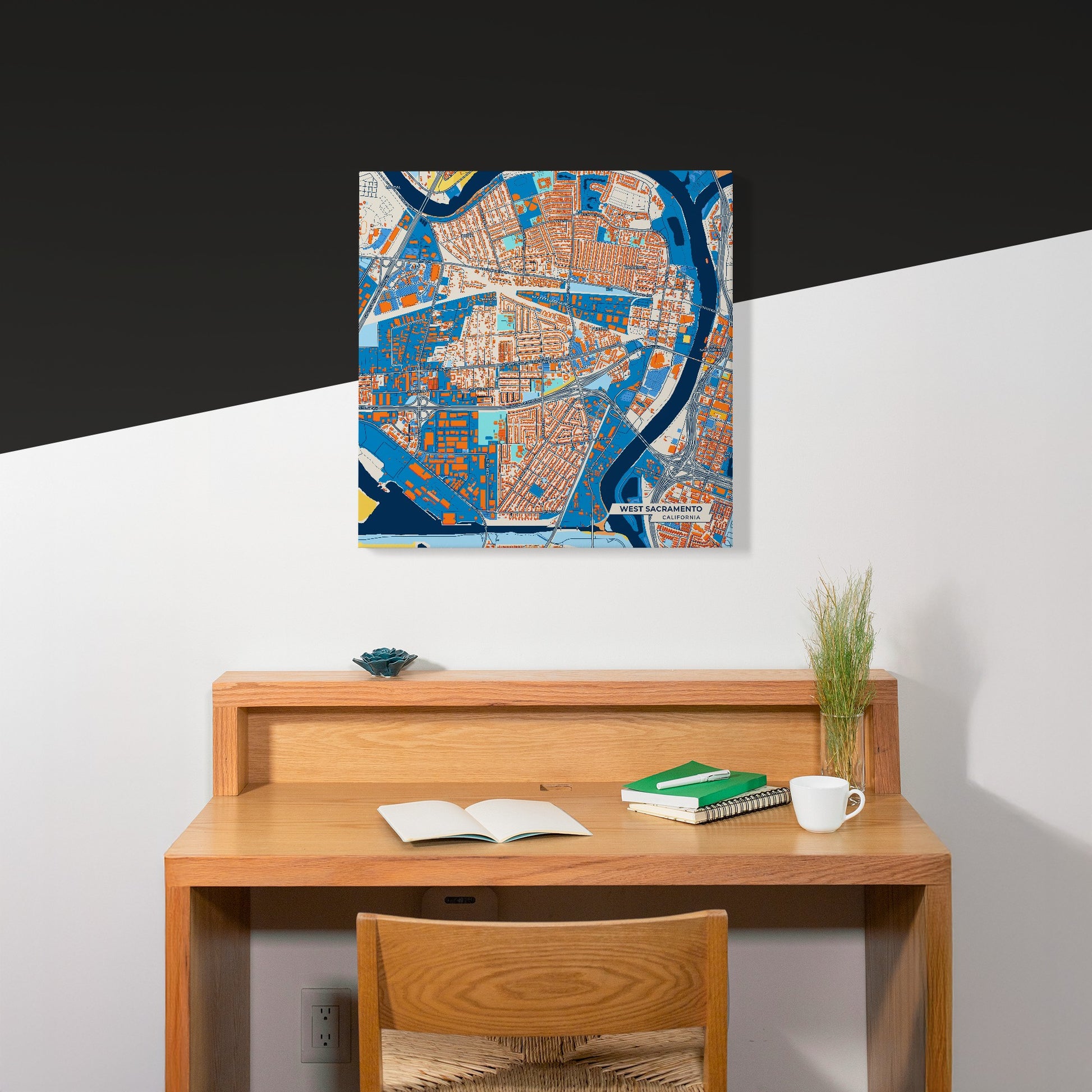 West Sacramento California Colorful City Map Canvas Print Scene