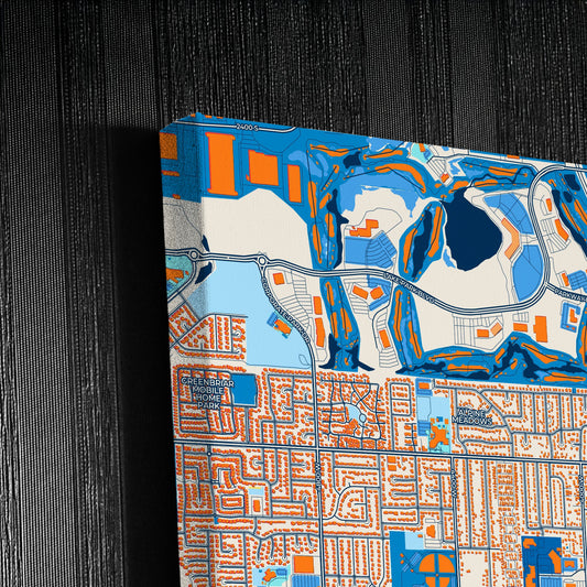 West Valley City Utah Colorful City Map Canvas Print Detail