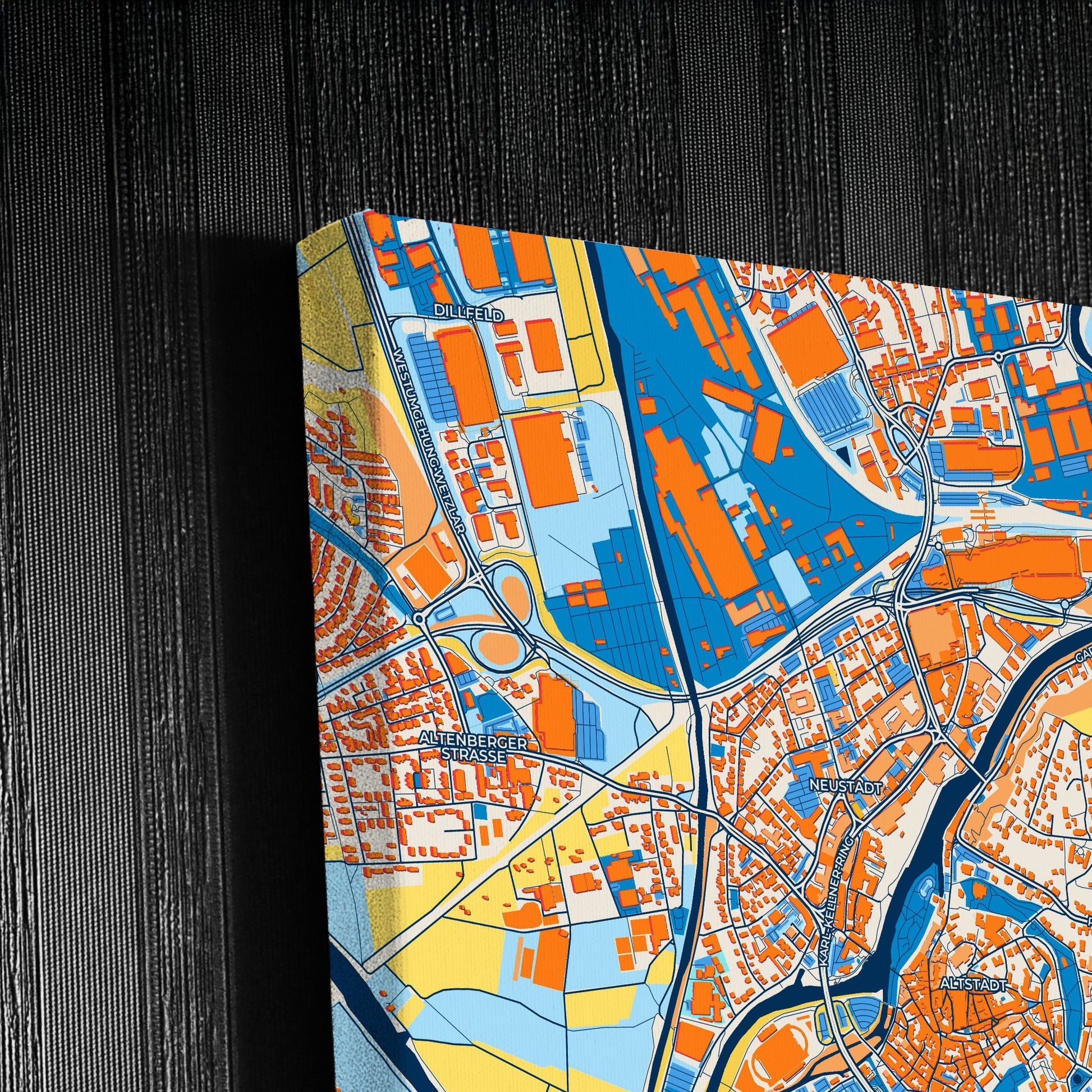 Wetzlar Germany Colorful City Map Canvas Print Detail