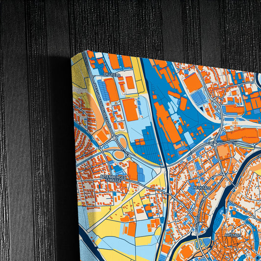 Wetzlar Germany Colorful City Map Canvas Print Detail