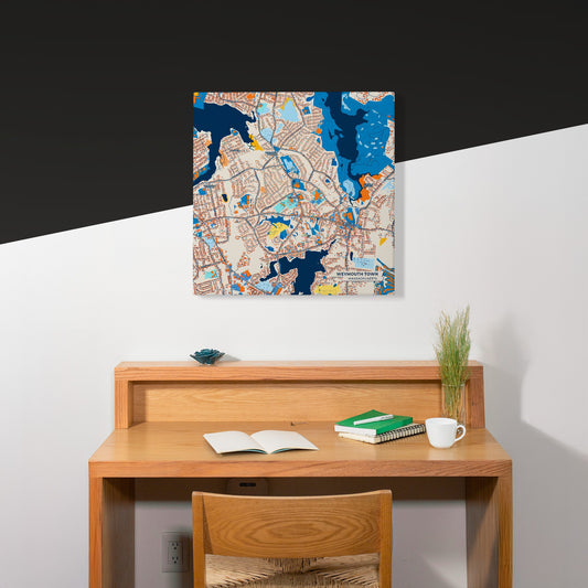 Weymouth Town Massachusetts Colorful City Map Canvas Print Scene