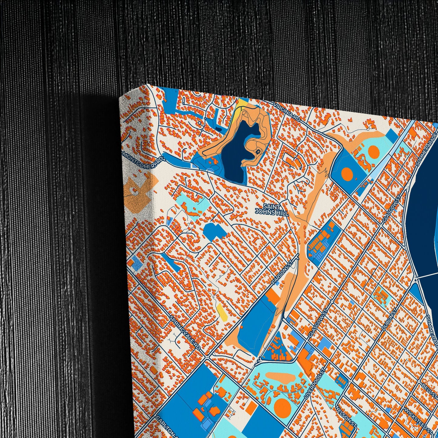 Whanganui New Zealand Colorful City Map Canvas Print Detail