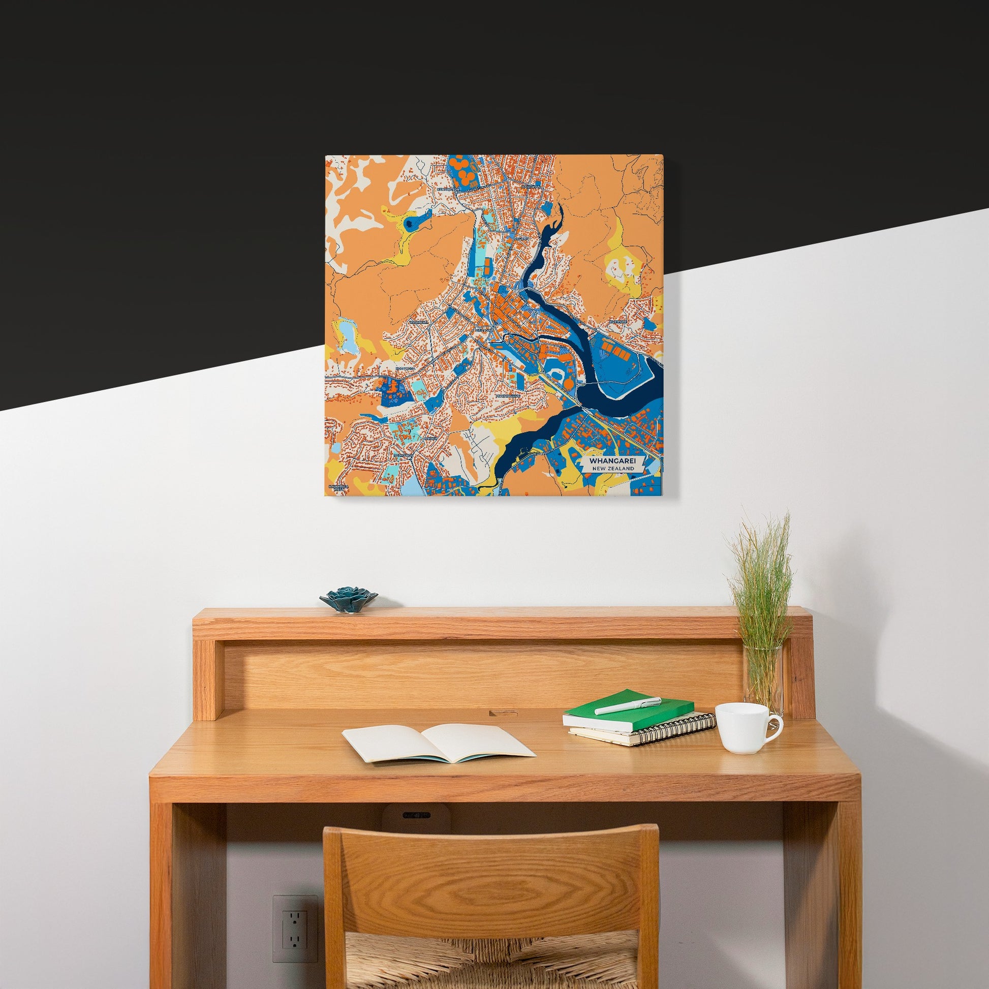 Whangarei New Zealand Colorful City Map Canvas Print Scene