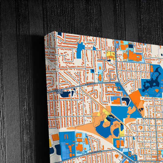 Wheaton Illinois Colorful City Map Canvas Print Detail