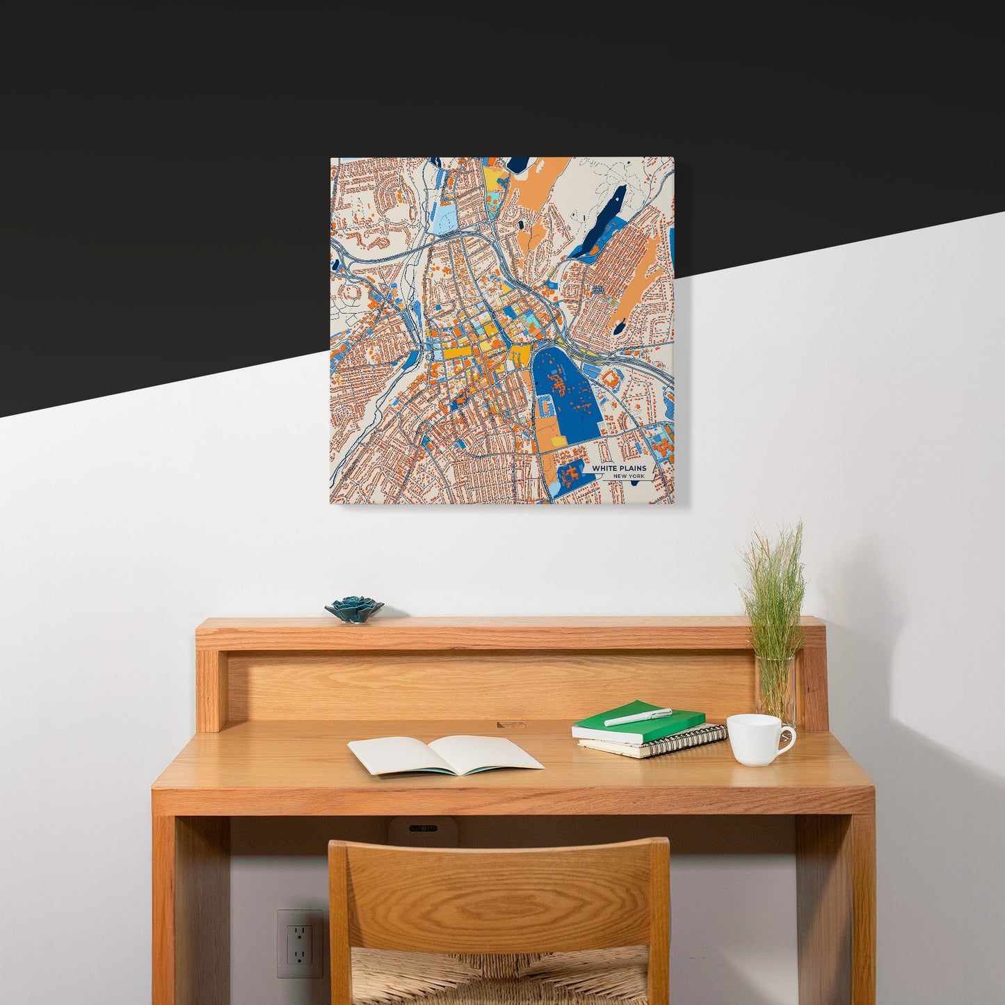 White Plains New York Colorful City Map Canvas Print Scene