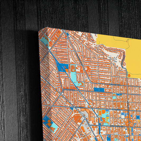 Whittier California Colorful City Map Canvas Print Detail