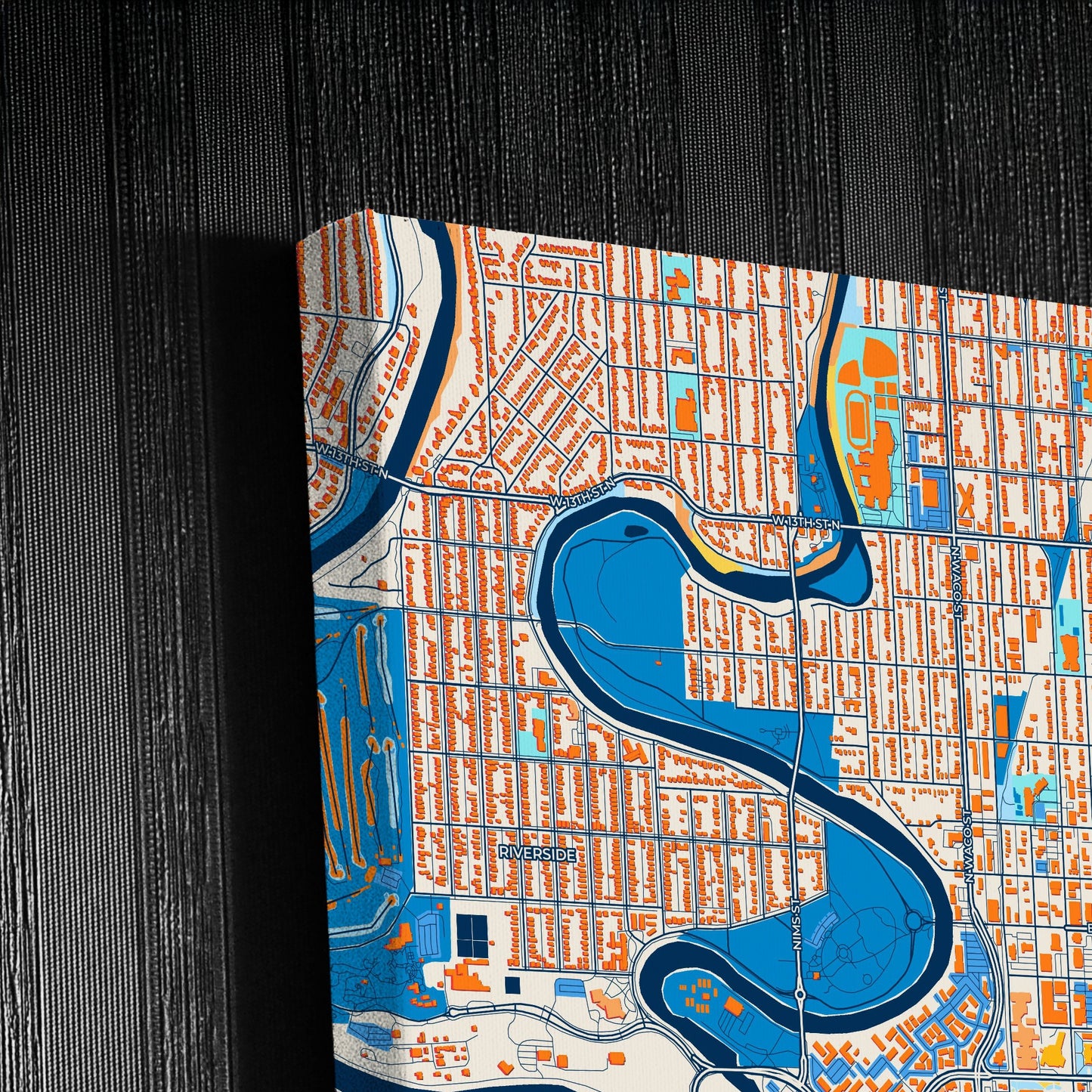 Wichita Kansas Colorful City Map Canvas Print Detail