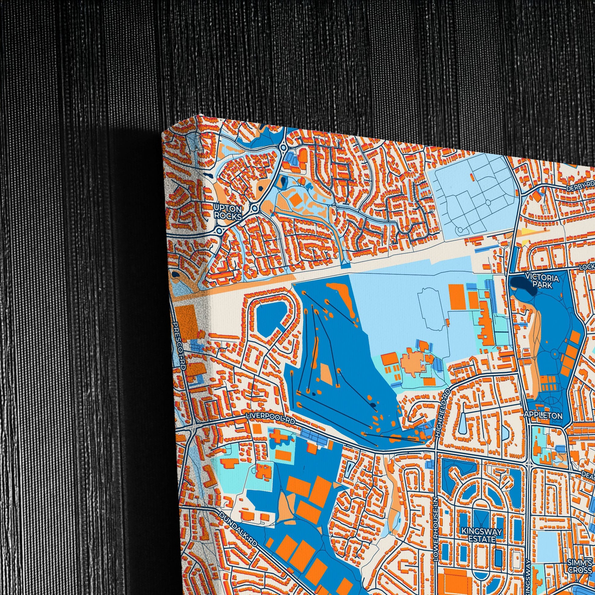 Widnes England Colorful City Map Canvas Print Detail