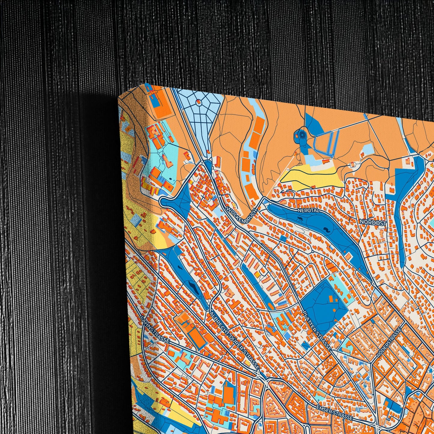 Wiesbaden Germany Colorful City Map Canvas Print Detail