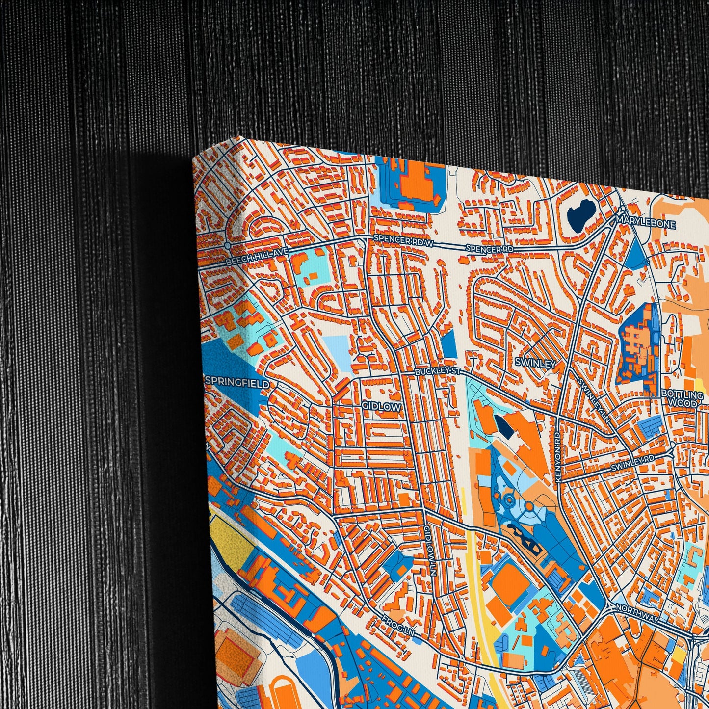 Wigan England Colorful City Map Canvas Print Detail