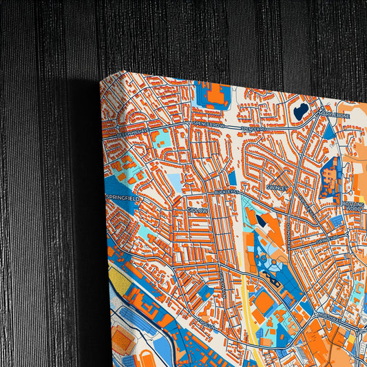 Wigan England Colorful City Map Canvas Print Detail