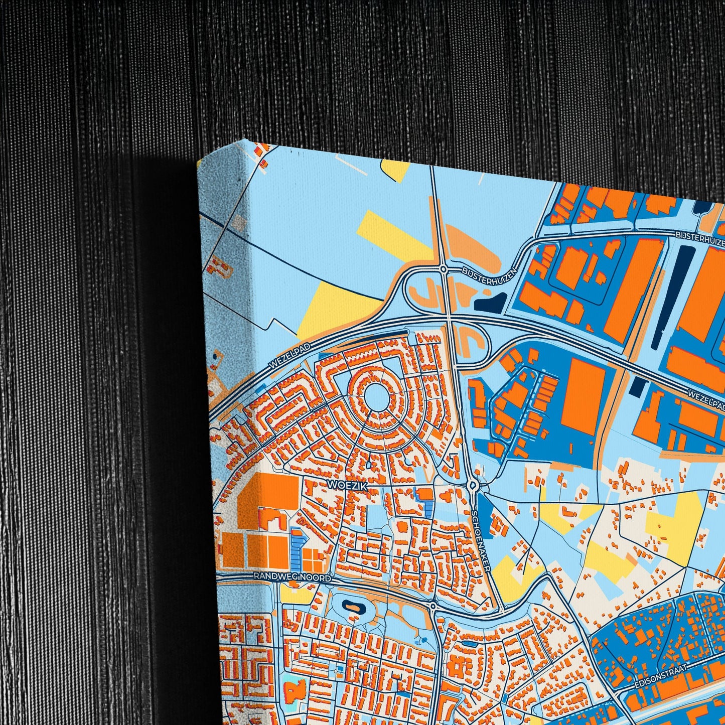 Wijchen Netherlands Colorful City Map Canvas Print Detail